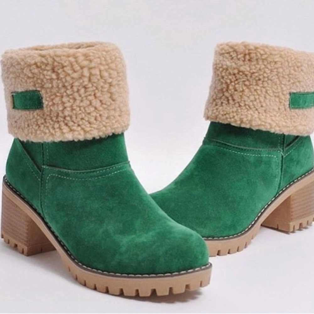 Women /Winter Warm Snow Boots/Ankle Boot Casual/Mid Calf Boots /Color Green /40 - Picture 10 of 15